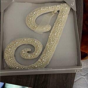 Pearl Embellished Letter J Wall Decor